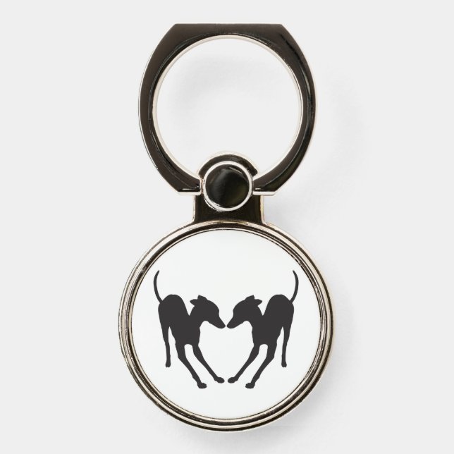 Italian Greyhounds Playful IGs Phone Ring Stand (Front)
