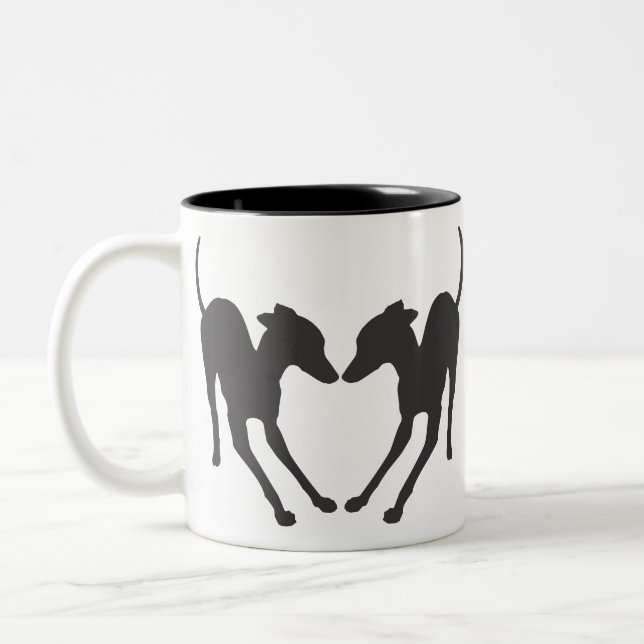 Italian Greyhounds Playful IGs Two-Tone Coffee Mug (Left)