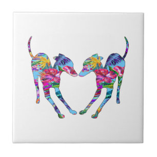 Italian Greyhounds Tropical Ceramic Tile