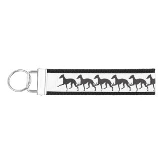 Italian Greyhounds Trotting Silhouettes Wrist Keychain