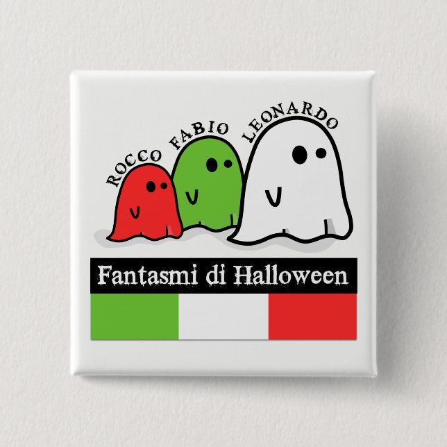 Italian Halloween Ghosts, Fantasmi di Halloween Pinback Button (Front)