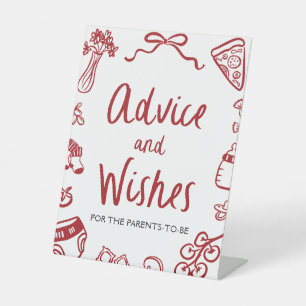 Italian Hand Drawn Baby Shower Advice and Wishes Pedestal Sign