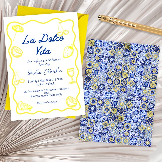 Italian Hand Drawn La Dolce Vita Bridal Shower Invitation (Creator Uploaded)