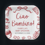 Italian Hand Drawn Pizza Ciao Bambino Baby Shower Paper Plates<br><div class="desc">🍕 Say Ciao Bambino! in style with our Italian Hand Drawn Pizza Baby Shower Paper Plates! Featuring whimsical hand-sketched pizzas, pasta bowls, olive branches, and playful Italian doodles in a rustic red-and-white palette, these plates are perfect for serving up treats while keeping your theme festive and fun. ❤️🎉 Ideal for...</div>