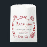 Italian Hand Drawn Pizza Thank you Bridal Shower Favor Bag<br><div class="desc">Send guests home with a slice of gratitude using this Italian Hand-Drawn Pizza “Thank You” Bridal Shower Favor Bag! 🍕💍🍷 Decorated with whimsical hand-sketched illustrations of pizza, pasta, wine, and classic red Italian details, this favor bag adds the perfect finishing touch to your bridal shower. Ideal for filling with sweet...</div>