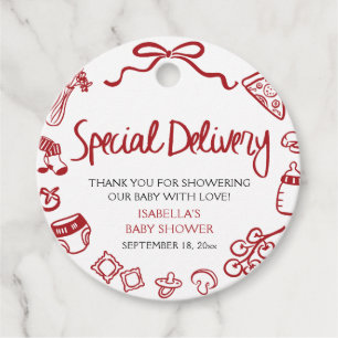 Italian Hand Drawn Special Delivery Baby Shower Favor Tags