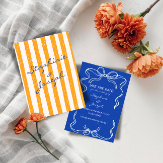 Italian Hand Written Painted Pinstripes  Invitation