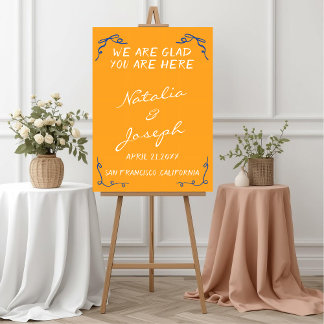 Italian Hand Written Painted Pinstripes Wedding Foam Board