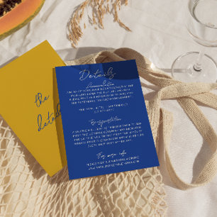 Italian Hand Written Yellow Blue Wedding Details Enclosure Card
