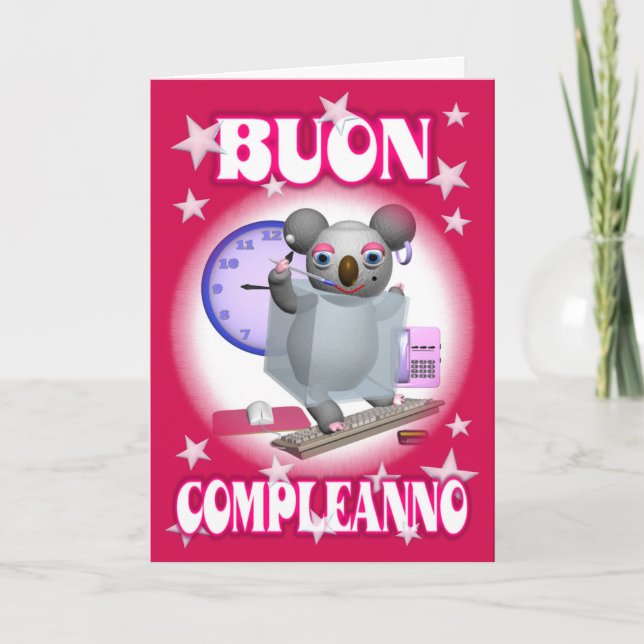 Italian Happy Birthday-Buon Compleanno -Koala Card (Front)