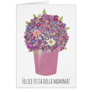 italian Happy Mother’s Day Pink Bouquet Cards