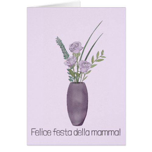 italian Happy Mothers Day Purple Rose Bouquet