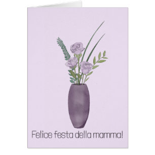 italian Happy Mother’s Day Purple Rose Bouquet Cards
