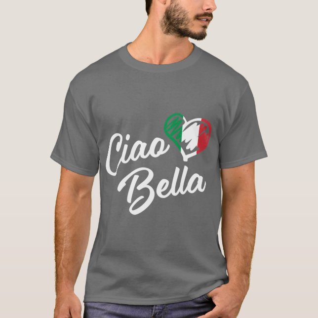 Italian Heart Ciao Bella Script Cute Italia friend T-Shirt (Front)
