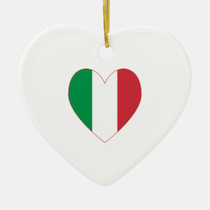 Italian Heart Flag Ceramic Ornament