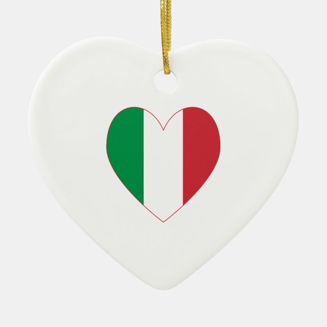 Italian Heart Flag Ceramic Ornament (Front)