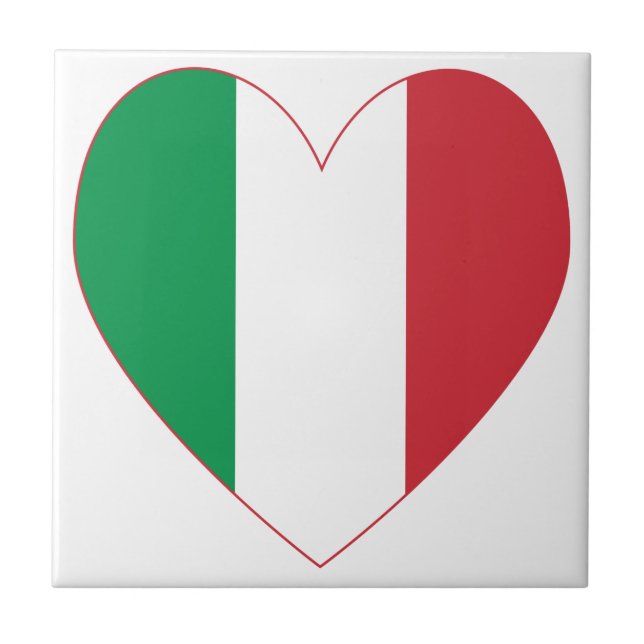 Italian Heart Flag Ceramic Tile (Front)