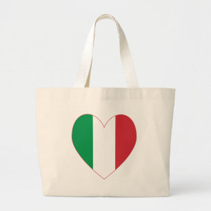 Italian Heart Flag Large Tote Bag