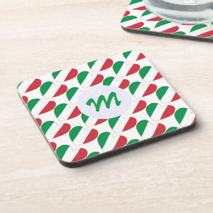 Italian Heart Flag Tiled Personalized Beverage Coaster