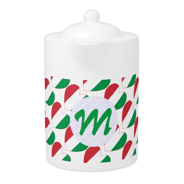 Italian Heart Flag Tiled Personalized Teapot (Front)