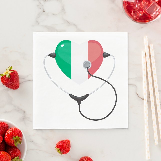 Italian Heart with Stethoscope Healthcare Napkins (Creator Uploaded)