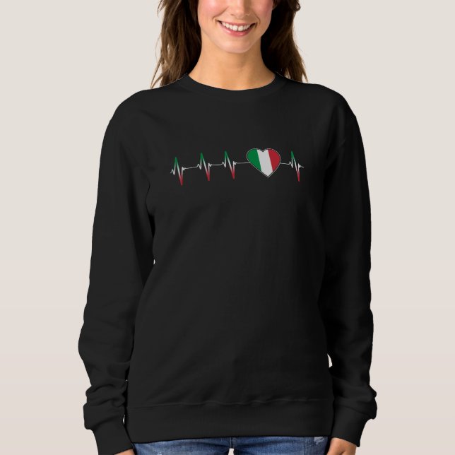 Italian Heartbeat I Love Italy Flag Heart Country Sweatshirt (Front)
