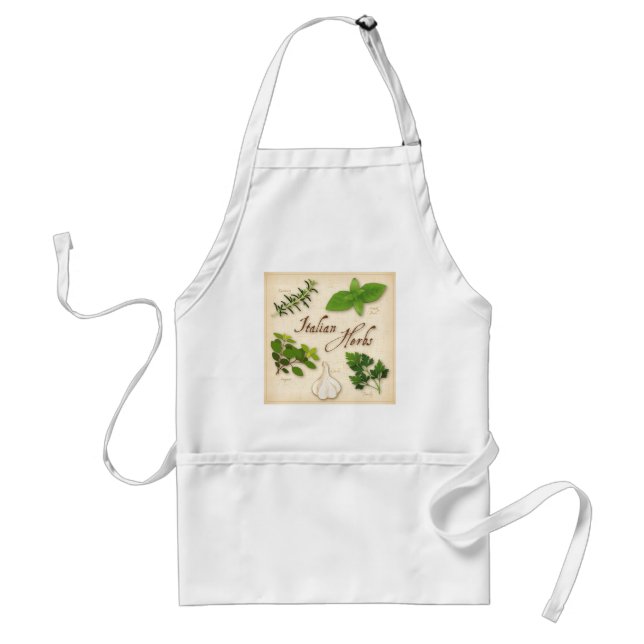 Italian Herbs, Basil, Oregano, Parsley, Garlic Adult Apron (Front)