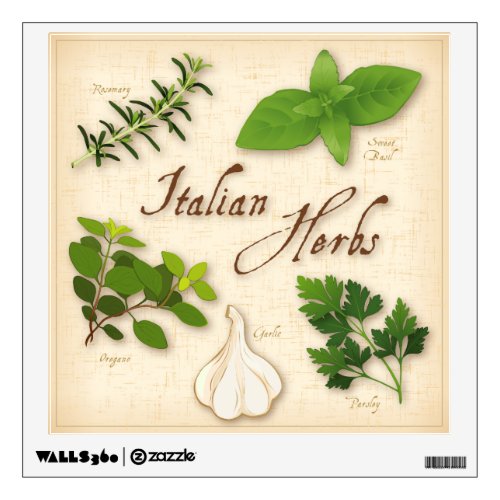 Italian Herbs Basil Oregano Parsley Garlic Wall Sticker