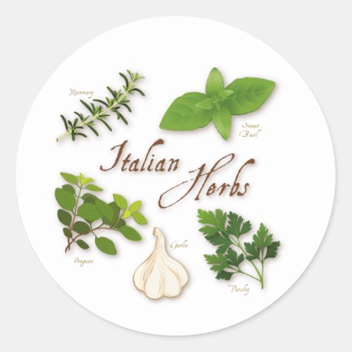 Italian Herbs Round Stickers