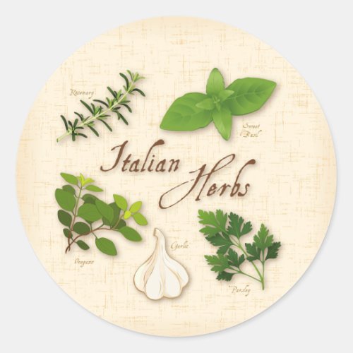 Italian Herbs Round Stickers