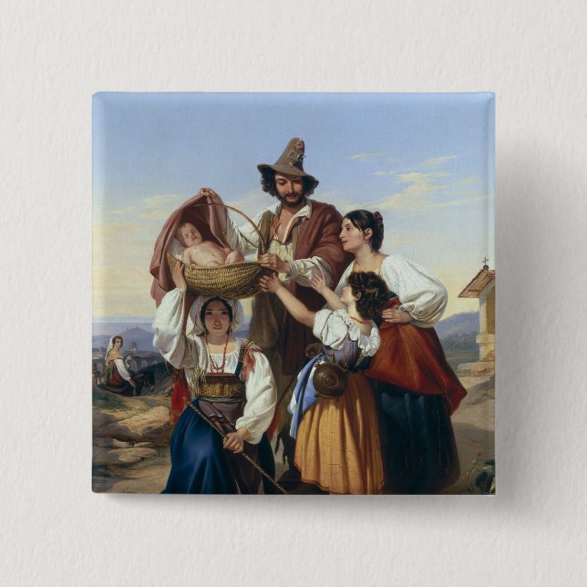 Italian Herdsman, 1835 Pinback Button (Front)