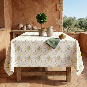 Italian Heritage Riviera Dining Watercolor Lemon Tablecloth