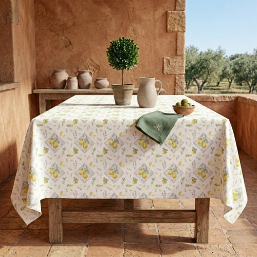 Italian Heritage Riviera Dining Watercolor Lemon Tablecloth