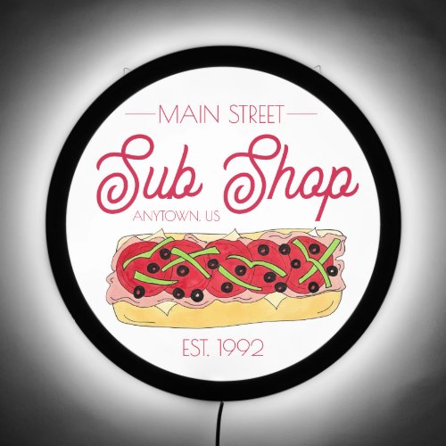 Italian Hoagie Submarine Sandwich Sub Shop LED Sign
