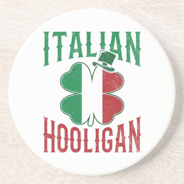 Italian Hooligan Italy Flag Shamrock St Patricks Coaster (Front)