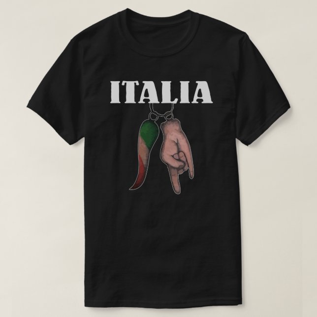 ITALIAN HORN AND HAND T SHIRT (Design Front)