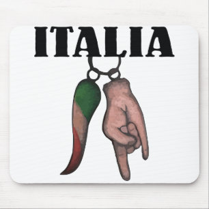 ITALIAN HORN WITH EVIL EYE, CORNO MOUSE PAD