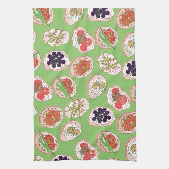 Italian Hors d’œuvres | Canape Pattern Kitchen Towel (Vertical)