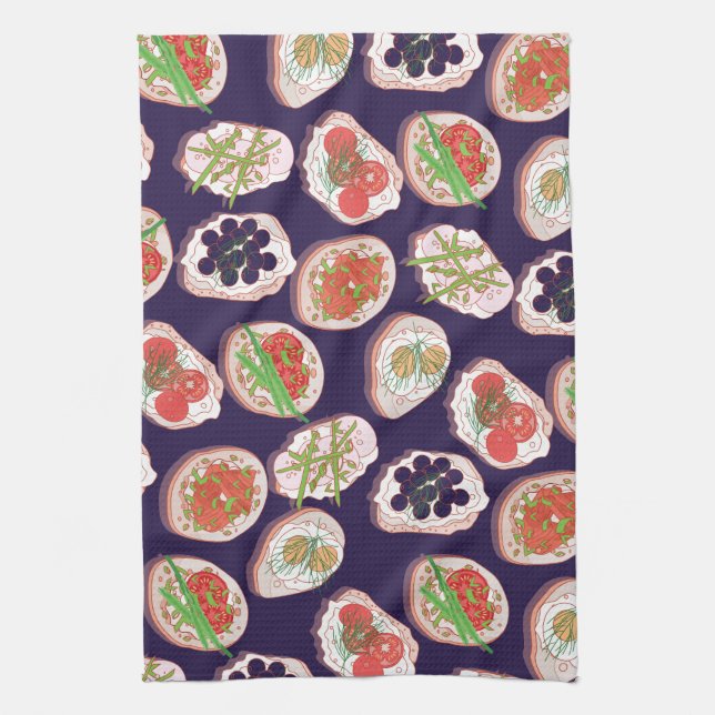 Italian Hors d’œuvres | Canape Pattern Kitchen Towel (Vertical)