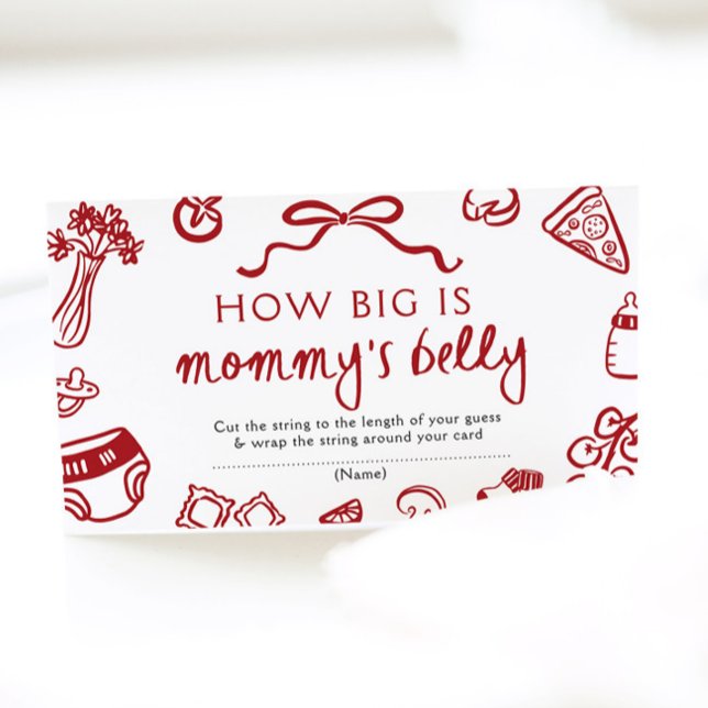 Italian How Big is Mommy's Belly Baby Shower Game Enclosure Card (Italian Hand Drawn How Big is Mommy's Belly Baby Shower Game Game Ticket)