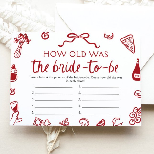 Italian How Old Was The Bride Bridal Shower Game Invitation (Italian How Old Was The Bride Bridal Shower Game)