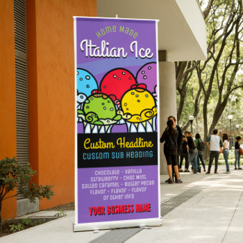 Italian Ice Business Customizable Promotional Retractable Banner by Character_Company at Zazzle
