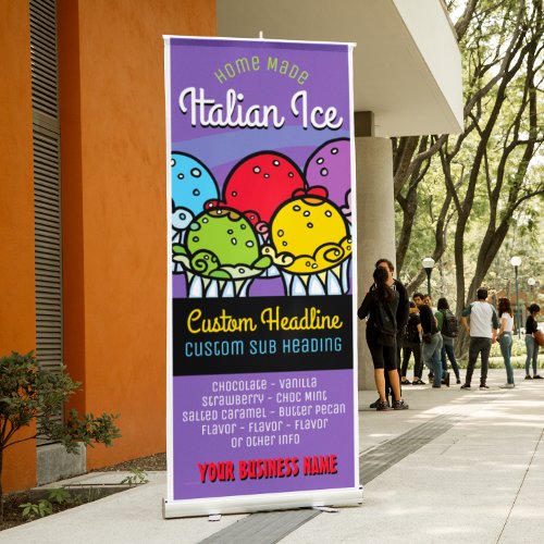 Italian Ice Business Customizable Promotional Retractable Banner