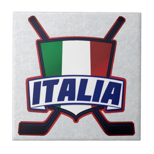 Italian Ice Hockey Logo Flag Shield Ceramic Tile