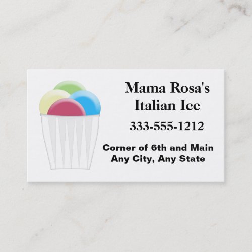 Italian Ice Vendor or Shop Business Card