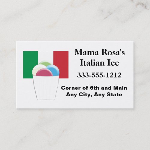 Italian Ice Vendor or Shop Business Card