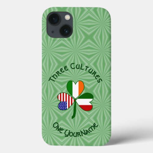 Italian Irish American Flags Shamrock Your Name iPhone 13 Case