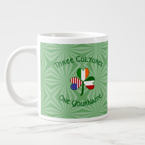 Italian Irish American Flags Shamrock Your Name Giant Coffee Mug