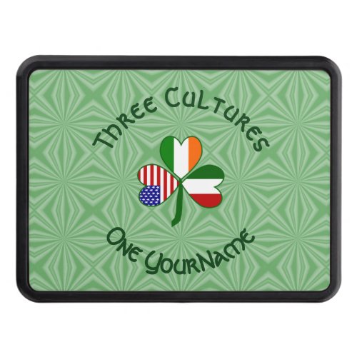 Italian Irish American Flags Shamrock Your Name Hitch Cover