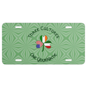 Italian Irish American Shamrock Flag Personalized License Plate